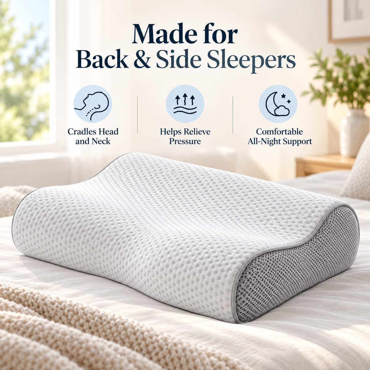 🛏️✨ SWELIP Ergonomic Memory Foam Sleeping Pillow | Contoured Neck Support for Comfortable Sleep | Breathable Pressure-Relief Design | Ideal for Back & Side Sleepers