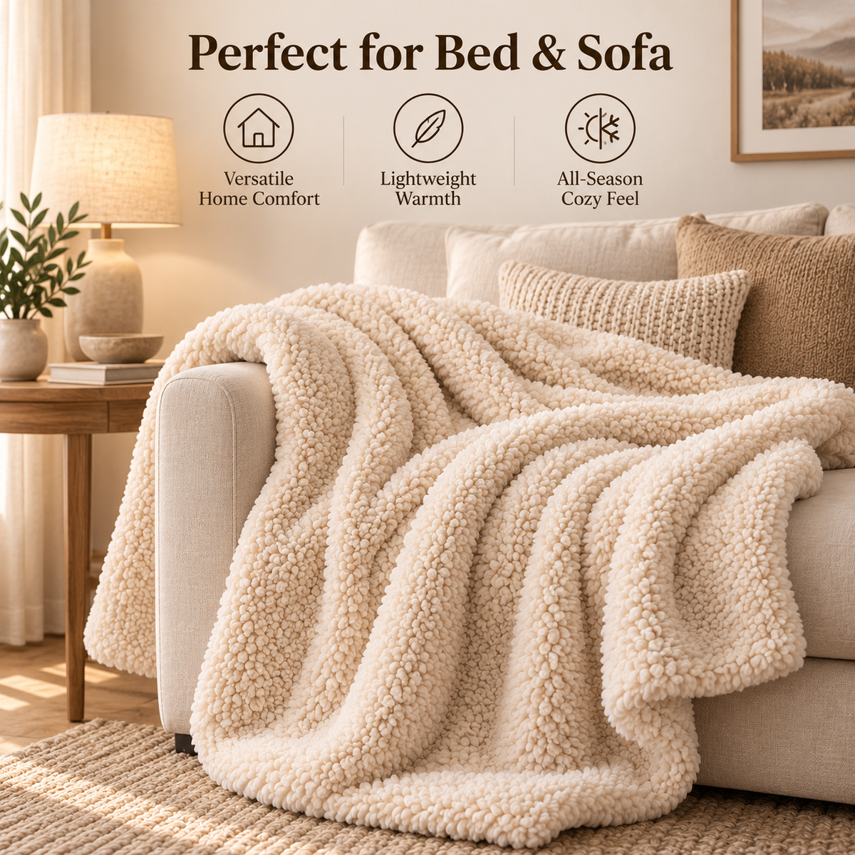 ☁️✨ SWELIP Plush Sherpa Throw Blanket | Ultra-Soft Cozy Blanket for Bed & Sofa | Lightweight Warmth for Every Season | Comfortable Bedroom Essential