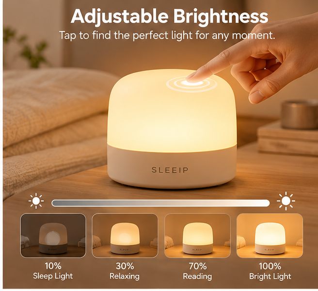 🌙✨ SWELIP Bedside Night Light with Touch Control | Soft Warm Ambient Lighting | Adjustable Brightness for Nighttime Use | Minimal Bedroom Design