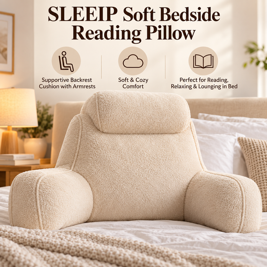 🌙✨ SWELIP Soft Bedside Reading Pillow | Supportive Backrest Cushion with Armrests | Comfortable for Reading, Relaxing & Lounging in Bed