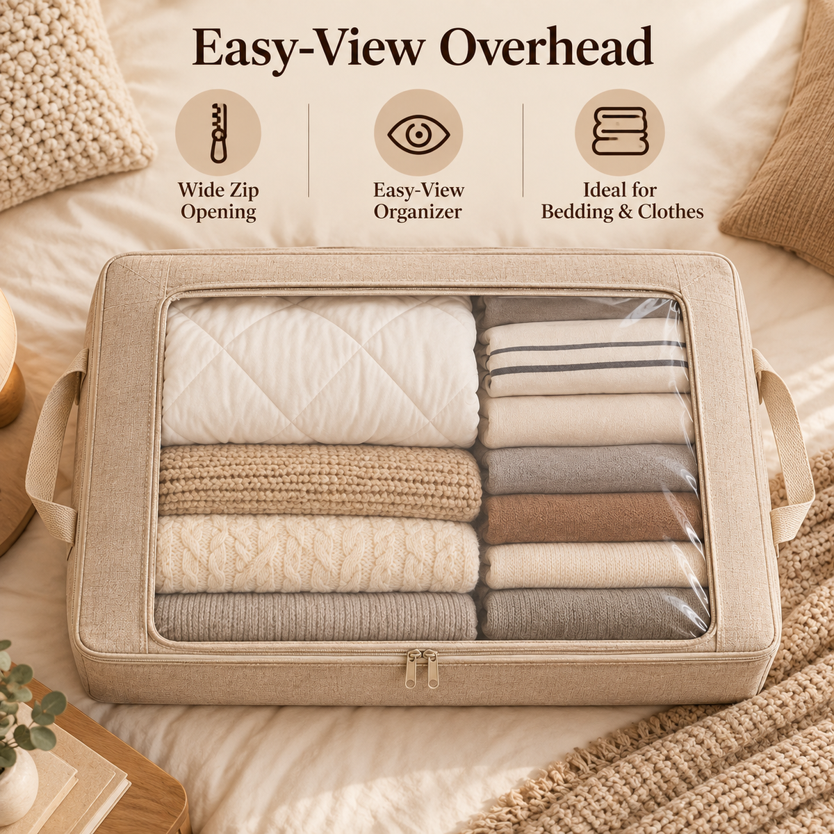 🧺✨ SWELIP Under-Bed Storage Bags with Clear Windows | Space-Saving Storage for Bedding & Clothes | Reinforced Handles | Easy-View Organizer