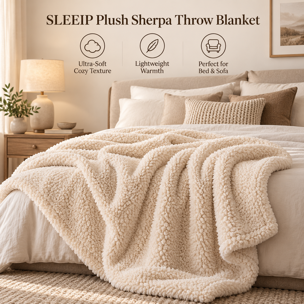 ☁️✨ SWELIP Plush Sherpa Throw Blanket | Ultra-Soft Cozy Blanket for Bed & Sofa | Lightweight Warmth for Every Season | Comfortable Bedroom Essential