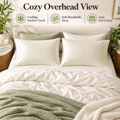 🌿✨ SWELIP Cooling Bamboo Pillowcase Set | Soft Breathable Pillow Covers | Smooth Skin-Friendly Fabric | Comfortable Sleep for Warm Nights