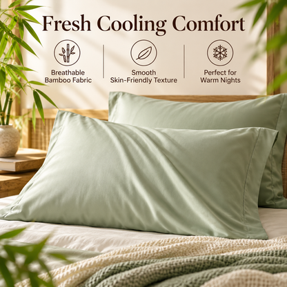🌿✨ SWELIP Cooling Bamboo Pillowcase Set | Soft Breathable Pillow Covers | Smooth Skin-Friendly Fabric | Comfortable Sleep for Warm Nights