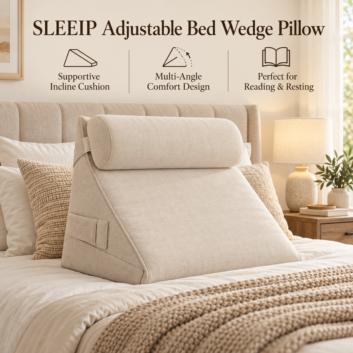 💤✨ SWELIP Adjustable Bed Wedge Pillow | Supportive Incline Cushion for Reading & Resting | Multi-Angle Comfort Design | Bedroom Relaxation Essential
