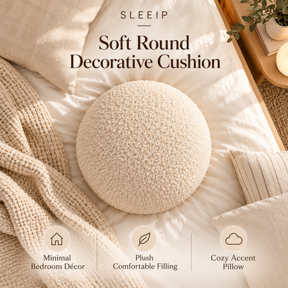 🧸✨ SWELIP Soft Round Decorative Cushion | Cozy Accent Pillow for Bed, Chair & Sofa | Plush Comfortable Filling | Minimal Bedroom Décor