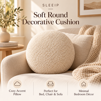 🧸✨ SWELIP Soft Round Decorative Cushion | Cozy Accent Pillow for Bed, Chair & Sofa | Plush Comfortable Filling | Minimal Bedroom Décor