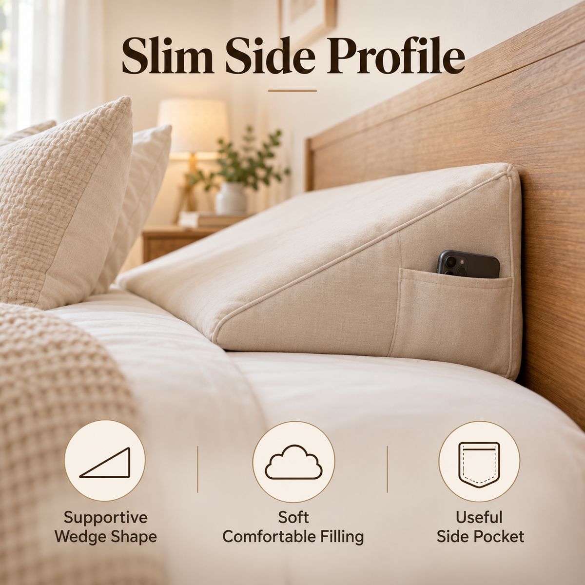 🛏️✨ SWELIP Mattress Gap Filler Pillow | Close Bed & Headboard Gaps | Soft Supportive Wedge Design | Convenient Side Pocket Storage