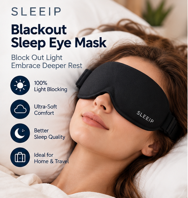 🌙✨ SWELIP Blackout Sleep Eye Mask | Soft Light-Blocking Design for Deeper Rest | Comfortable Adjustable Strap | Ideal for Home & Travel