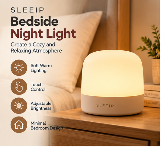 🌙✨ SWELIP Bedside Night Light with Touch Control | Soft Warm Ambient Lighting | Adjustable Brightness for Nighttime Use | Minimal Bedroom Design